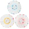 Waterproof Shower Caps, 3 Pcs Plastic Reusable Shower Caps Elastic Band Bath Caps for Women, Kids (Flower) view 1