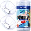 LEOBRO 100PCS Disposable Shower Caps, Large Shower Caps for Women Disposable, Clear Plastic Shower Cap, Plastic Hair Caps for Hair Treatment, Large Size 19.3 INCH view 1