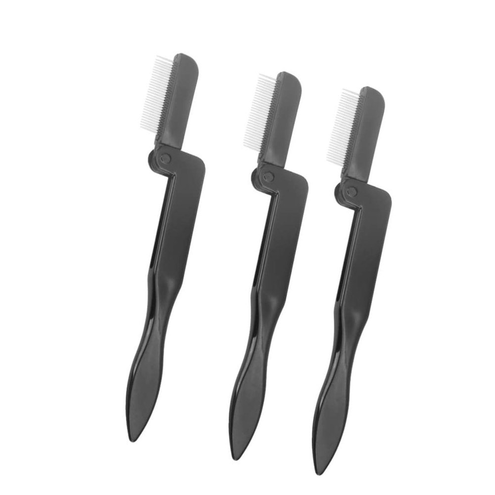 Beavorty 3pcs Foldable Eyelash and Eyebrow Combs for Shaping and Grooming Portable Makeup Tool for Daily Use for All Skin Types for