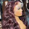13x6 HD Transparent Lace Front Human Hair Wig Burgundy #99J Wig With Baby Hair Deep Wave 150% Density Natural Hairline Glueless Water Wave Brazilian Pre-Plucked Virgin Hair for Black Women 20 Inch view 2