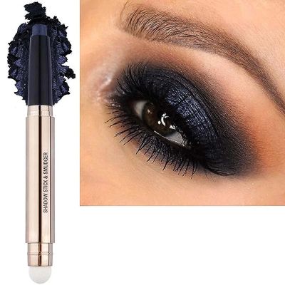 Black Eyeshadow Stick, Cream Smooth Shimmer Single Eyeshadow Pencil, Hypoallergenic Waterproof Long Lasting Eye Shadow Highlighter Stick, Blue Eye Primer Liquid eyeshadow Eye Liner(Black Shimmer #12)