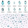 Tisslan 820pcs Flatback Crystals Aquamarine Glass Rhinestones for Nail Art Decoration DIY Crafts Non-hot Fix Mix Size Round Gem Beads Bulk Set Pack view 2
