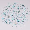 Tisslan 820pcs Flatback Crystals Aquamarine Glass Rhinestones for Nail Art Decoration DIY Crafts Non-hot Fix Mix Size Round Gem Beads Bulk Set Pack view 3