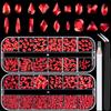 18 Styles Multi-Shaped Glass Gemstones for Nails and 6 Sizes Round Crystal Rhinestones Kit #3, Red Nail Art Charm Bead Manicure Decoration with Pickup Pencil and Tweezer view 1