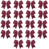 Caenagrion 18 PCS 8" Maroon Large Cheer Hair Bows Ponytail Holder Elastic Band Handmade for Cheerleaders Teen Girls College Sports view 1