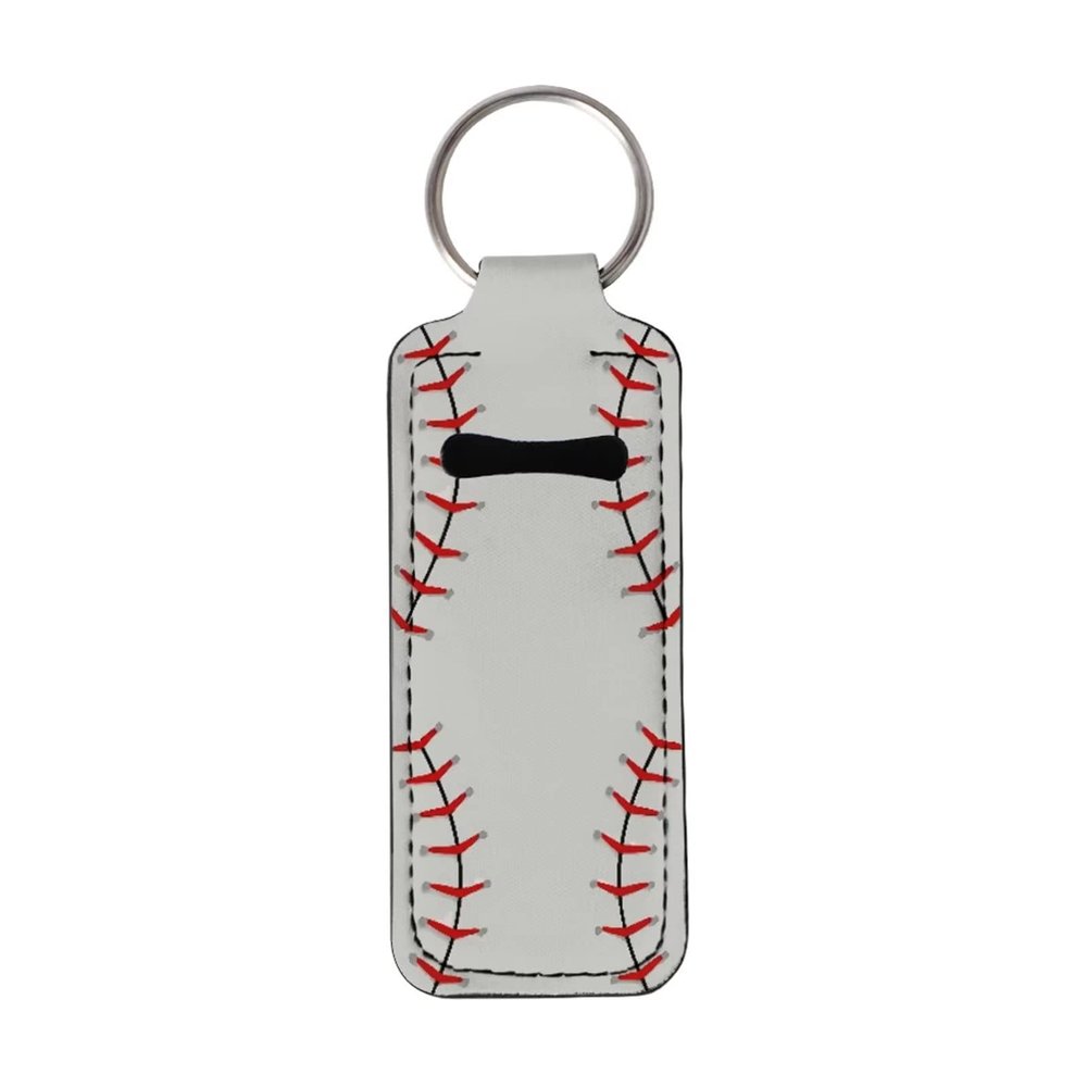 Baxinh Chapsticks Holder for Lipstick, Lip Balm Gloss Holder for Women Lippy Clip Chapstick Keychain with Baseball Pattern