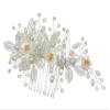 SAMKY Handmade Shell White Pearl Crystal Flower Leaf Hair Comb - Silver T1216_ view 1