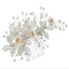 SAMKY Handmade Shell White Pearl Crystal Flower Leaf Hair Comb - Silver T1216_ view 2