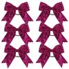 Metallic Sequin and Holographic 6 Inch Cheer Bow Cheerleader Cheerleading Jumbo Cheer Bow Hair Tie Hair Bow School (Hot Pink) view 1