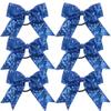 Metallic Sequin and Holographic 6 Inch Cheer Bow Cheerleader Cheerleading Jumbo Cheer Bow Hair Tie Hair Bow School (Columbia Blue) view 1