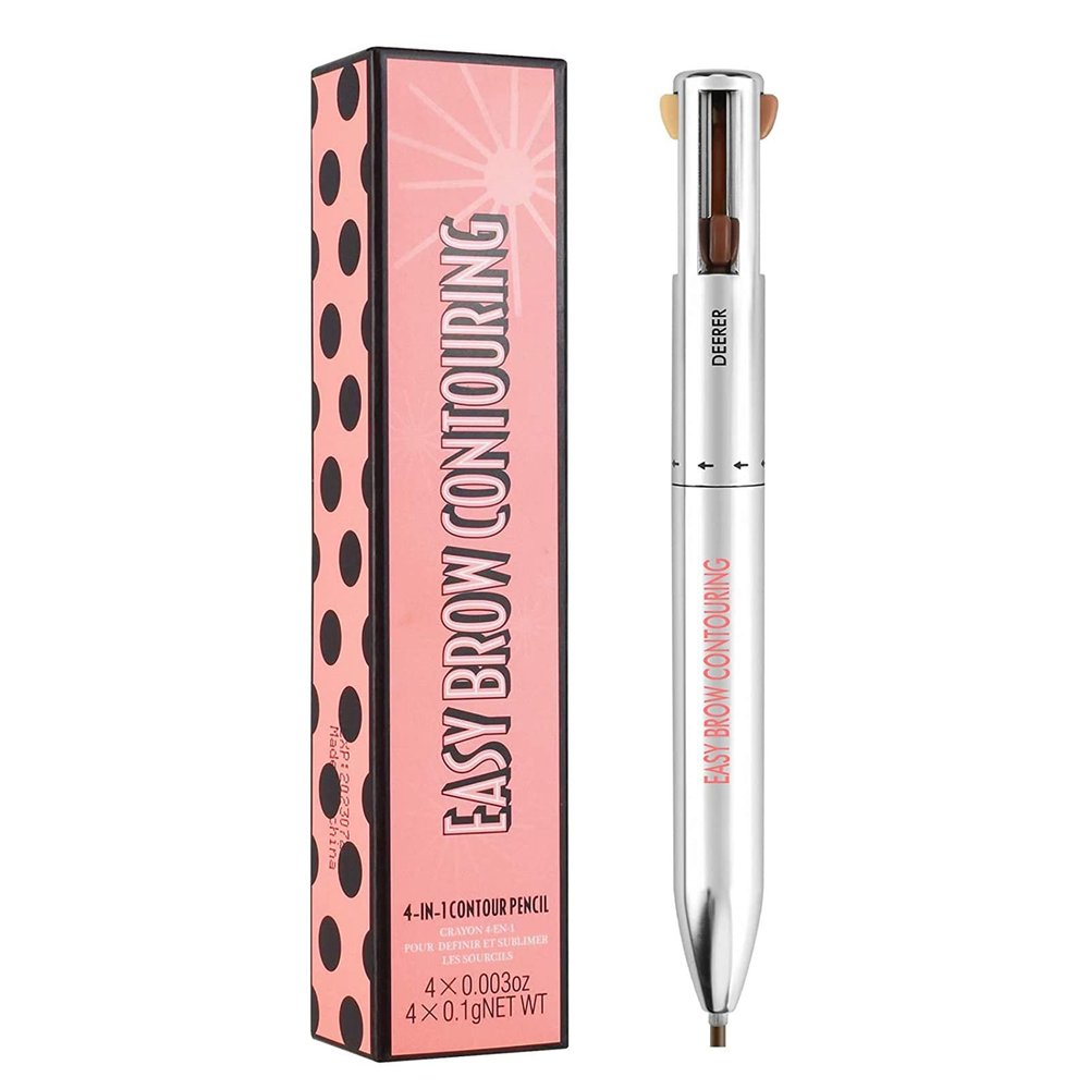 ANGUOEY 4-in-1 Eyebrow Contour Pen,Waterproof Sweatproof,Natural Brows Makeup Cosmetic Tool,Eye Makeup Beauty Tool1pcs