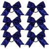 Metallic Sequin and Holographic 6 Inch Cheer Bow Cheerleader Cheerleading Jumbo Cheer Bow Hair Tie Hair Bow School (Royal blue) view 1