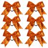 Metallic Sequin and Holographic 6 Inch Cheer Bow Cheerleader Cheerleading Jumbo Cheer Bow Hair Tie Hair Bow School (Orange) view 1