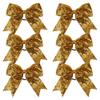 Metallic Sequin and Holographic 6 Inch Cheer Bow Cheerleader Cheerleading Jumbo Cheer Bow Hair Tie Hair Bow School (Gold) view 1