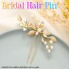Easedaily Leaf Bride Wedding Hair Pin Gold Pearl Bridal Hair Piece Rhinestone Hair Accessories for Women and Girls view 3