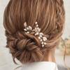 Easedaily Leaf Bride Wedding Hair Pin Gold Pearl Bridal Hair Piece Rhinestone Hair Accessories for Women and Girls view 4