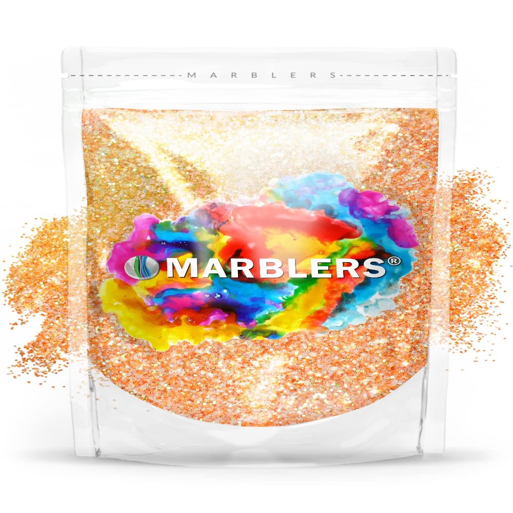 MARBLERS Holographic Glitter [Unicorn Orange] 3oz (85g) | Fine | Non-Toxic, Vegan, Cruelty-Free | Face, Body, Eyeshadow, Hair, Festival, Party Makeup | Nail Art, Polish | Resin, Tumbler, Slime, Craft