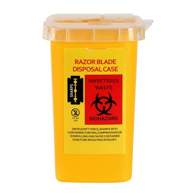 TEONEI Razor Blades Dispenser Case,Small Portable Sharps Container,Razor Blades Disposal Case,Disposable Razor Cutter Container,Barber Shop Storage Container (Yellow)
