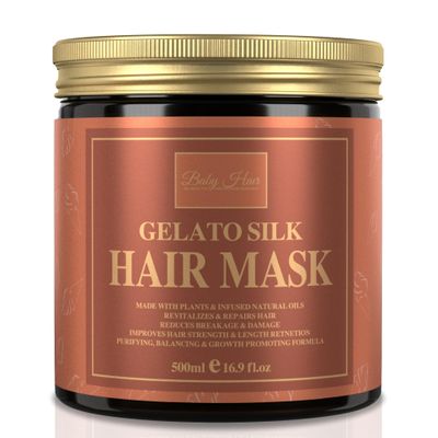 Baby Hair - Gelato Silk Hair Mask for Women, Hydrolyzed keratin Straight and Curly Hair Ginger, Olive and Argan Oil Hair Masks for Growth and Thickness, 16.9 fl.oz