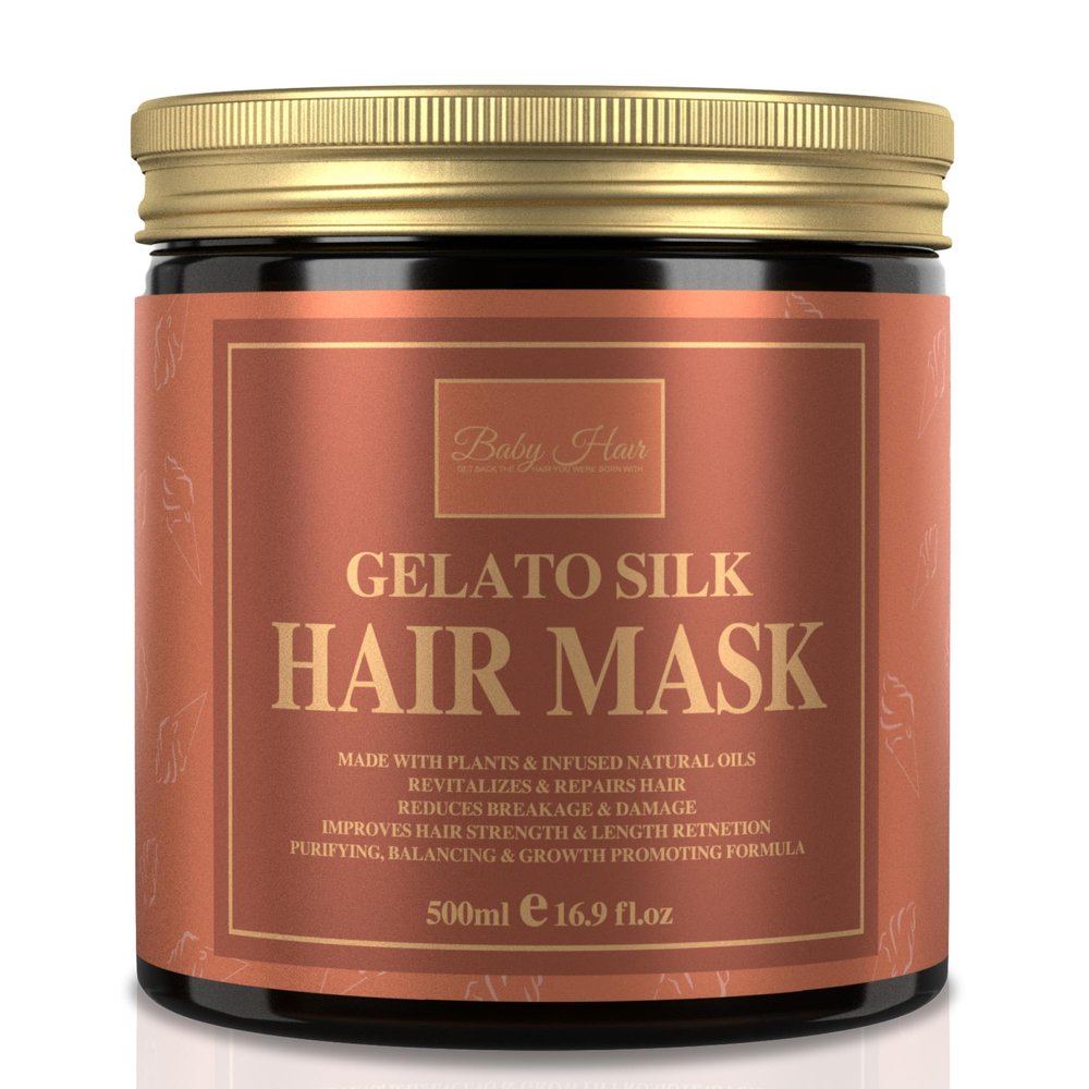 Baby Hair - Gelato Silk Hair Mask for Women, Hydrolyzed keratin Straight and Curly Hair Ginger, Olive and Argan Oil Hair Masks for Growth and Thickness, 16.9 fl.oz