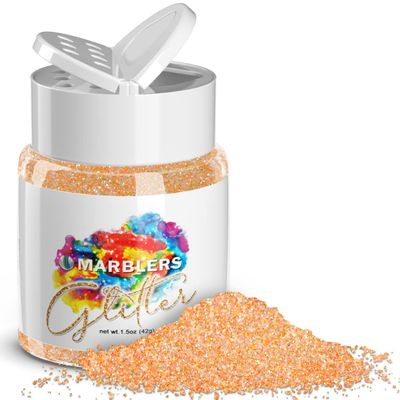 MARBLERS Holographic Glitter [Unicorn Orange] 1.5oz (42g) | Fine | Non-Toxic, Vegan, Cruelty-Free | Face, Body, Eyeshadow, Hair, Festival, Party Makeup, Nail Art, Polish | Resin, Tumbler, Slime, Craft