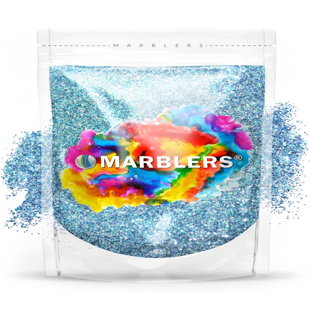 MARBLERS Holographic Glitter [Unicorn Blue] 3oz (85g) | Fine | Non-Toxic, Vegan, Cruelty-Free | Face, Body, Eyeshadow, Hair, Festival, Party Makeup | Nail Art, Polish | Resin, Tumbler, Slime, Craft
