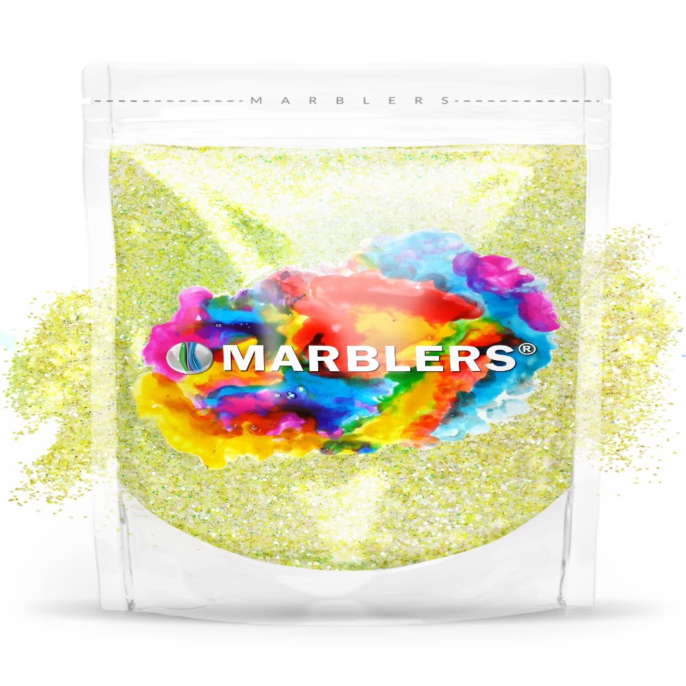 MARBLERS Holographic Glitter [Unicorn Yellow] 3oz (85g) | Fine | Non-Toxic, Vegan, Cruelty-Free | Face, Body, Eyeshadow, Hair, Festival, Party Makeup | Nail Art, Polish | Resin, Tumbler, Slime, Craft