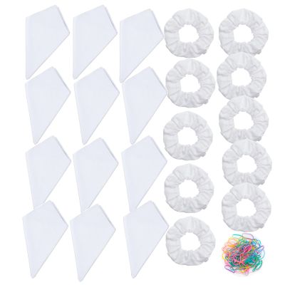 10 Pack White Cotton Scrunchies 12 Pcs White Bandana for Tie Dye Party Supplies