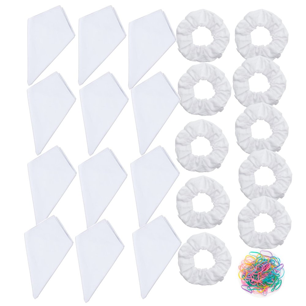 10 Pack White Cotton Scrunchies 12 Pcs White Bandana for Tie Dye Party Supplies