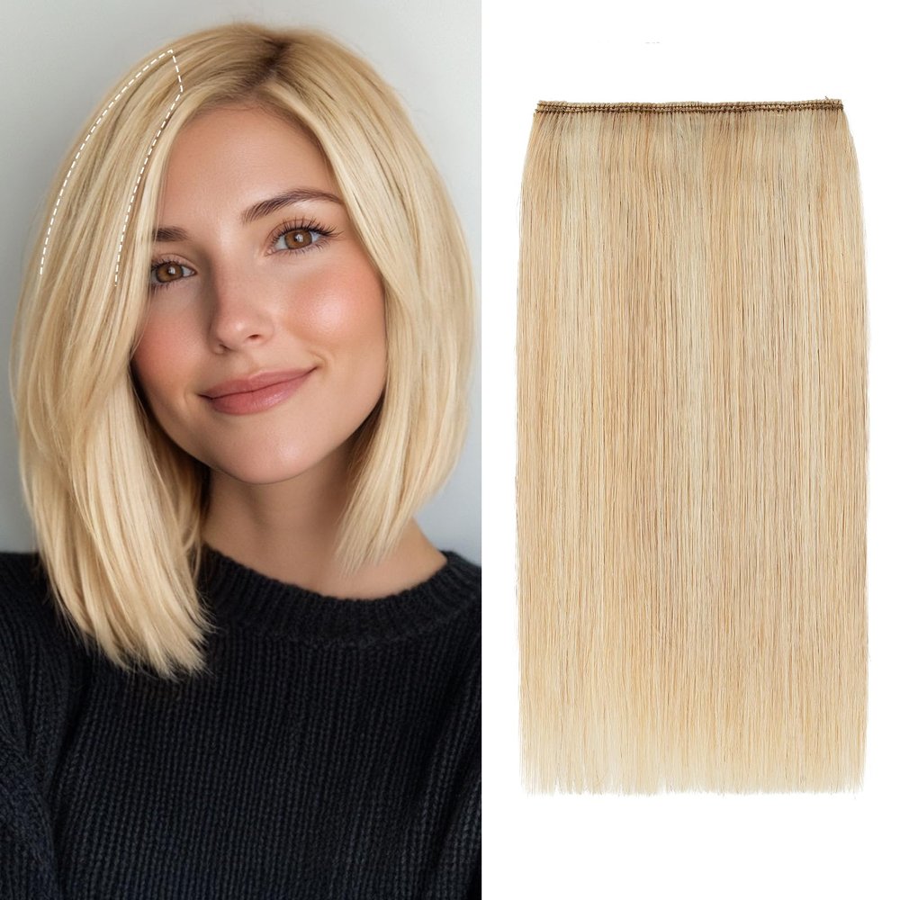 S-noilite Hair Extensions for Short Clip in Human 1PCS 2 Clips Balayage Hairpieces Remy For Women with Thinning Add Volume 12g 8Inch-Ash Blonde/Bleach Blonde