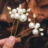 Casdre Pearl Bridal Hair Pins Crystal Bride Hair Piece Wedding Hair Accessories for Women and Girls(Pack of 2) (B Gold) view 1