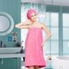 Alvinlite Women Bath Shower Wrap Towel Dress Spa Wraps Hair Towel Body Wrap Adjustable Closure Bathrobe Lightweight Knee Length Body Wraps with Hair Dryer(rode roos) view 2