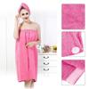 Alvinlite Women Bath Shower Wrap Towel Dress Spa Wraps Hair Towel Body Wrap Adjustable Closure Bathrobe Lightweight Knee Length Body Wraps with Hair Dryer(rode roos) view 4