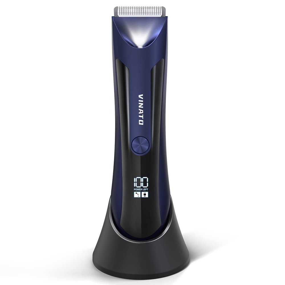 VINATO Electric Body Hair Trimmer - Manscape Ball Trimmer, Groin Hair Trimmer for Men, Waterproof Ball Shaver, USB Recharge Dock Replaceable Ceramic Blade, Male Hygiene Razor, 90 Mins Battery Life