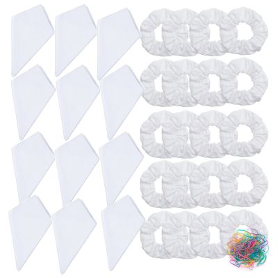 20 Pack White Cotton Scrunchies 12 Pcs White Bandana for Tie Dye Party Supplies