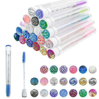 20-Piece Disposable Mascara Wand Set - Diamond Eyelash Brushes, Lash Wand Tubes, Spoolies with Empty Tube - Makeup Tool, Eyebrow Applicator Supplies (Mixed Color)