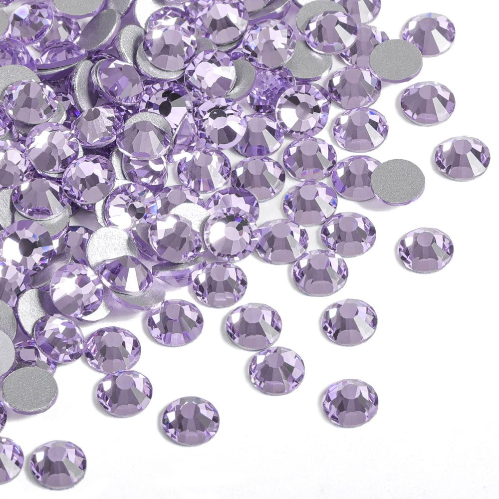 Beadsland 2880pcs Flat Back Crystal Rhinestones Round Gems for Nail Art and Craft Glue Fix, Violet,SS10,2.7-2.9mm