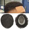 Afro Mens Toupee for Black Men Kinky Curly Human Hair with Grey Replacement System African American Mens Wig Transparent French Lace Front Hair Units (6mm afro wave, #1B30 1B# OFF BLACK WITH 30% SYNTHETIC GREY) view 1