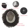 Afro Mens Toupee for Black Men Kinky Curly Human Hair with Grey Replacement System African American Mens Wig Transparent French Lace Front Hair Units (6mm afro wave, #1B30 1B# OFF BLACK WITH 30% SYNTHETIC GREY) view 4