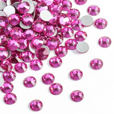 Beadsland 2880pcs Flat Back Crystal Rhinestones Round Gems for Nail Art and Craft Glue Fix, Fuchsia,SS8,2.3-2.5mm