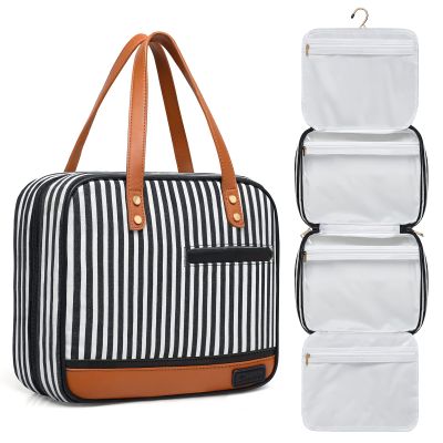 Toiletry Bag for Women, Water-resistant Travel Makeup Organizer with Hanging Hook, 5 Compartments Large Cosmetic Case for Accessories, Shampoo and Full Sized Container, Shower Bag, Christmas Gift