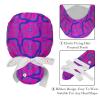 2 Pcs Nurse Scrub Caps Women Long Hair, Tribal Purple Geometric Pattern Adjustable Working Cap with Button and Sweatband view 4