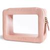Aveniee Clear Makeup Bag Organizer,Large Travel Toiletry Bag for Women, Waterproof Cosmetic Pouch with Zippers,Car Organizers and Storage Case for Accessories,Pink view 1
