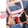 Aveniee Clear Makeup Bag Organizer,Large Travel Toiletry Bag for Women, Waterproof Cosmetic Pouch with Zippers,Car Organizers and Storage Case for Accessories,Pink view 3