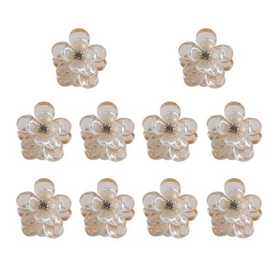 10 Pcs Mini Flower Hair Clips Clear Tiny Hair Claw Clips Small Hair Jaw Clamps Hair Barrettes Accessories for Party Wedding Daily