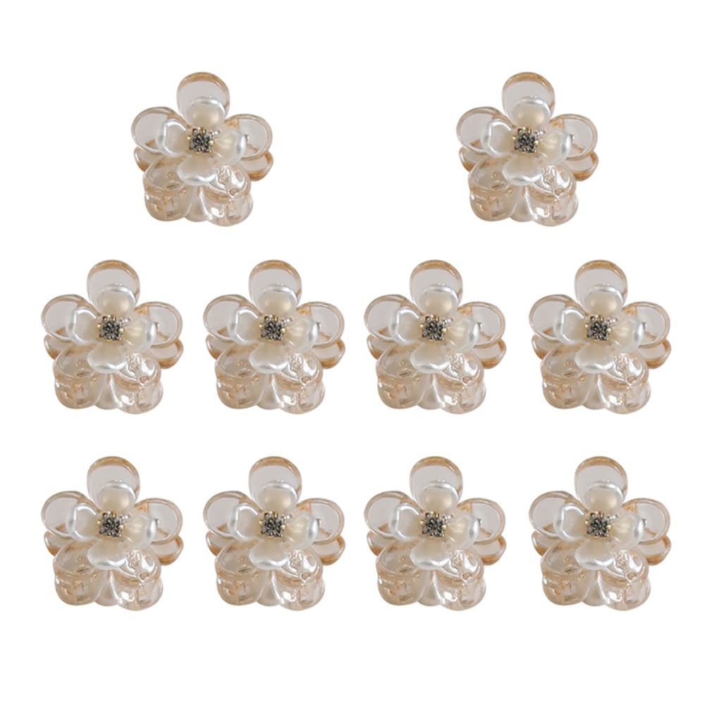 10 Pcs Mini Flower Hair Clips Clear Tiny Hair Claw Clips Small Hair Jaw Clamps Hair Barrettes Accessories for Party Wedding Daily