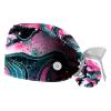 2 Pcs Nurse Scrub Caps Women Long Hair, Girl with Long Magical Hair Stars Adjustable Working Cap with Button and Sweatband view 1