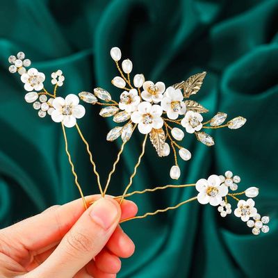GORAIS Bridal Hair Pins Gold Pearl Wedding Hair Accessories Bride Hair Clips for Women (Pack of 3)