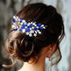 Catery Blue Rhinestone Bridal Hair Comb Crystal Wedding Hair Pieces Flower Silver Accessories for Brides and Women Pack of 1(Blue) view 4