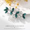 Catery Rhinestone Bride Wedding Hair Comb Green Caystal Side Comb Bridal Hair Piece Headpiece Bridesmaid Head Jewelry Hair Accessories for Women and Girls (Green) view 4